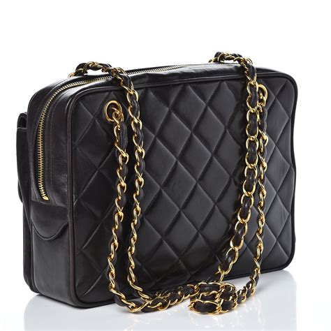 chanel lambskin quilted backpack black|Chanel lambskin shoulder bag.